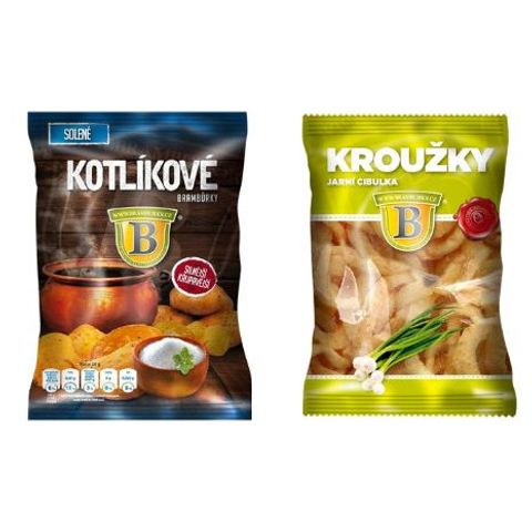 Originální brambůrky Kotlíkové brambůrky solené + cibulové kroužky