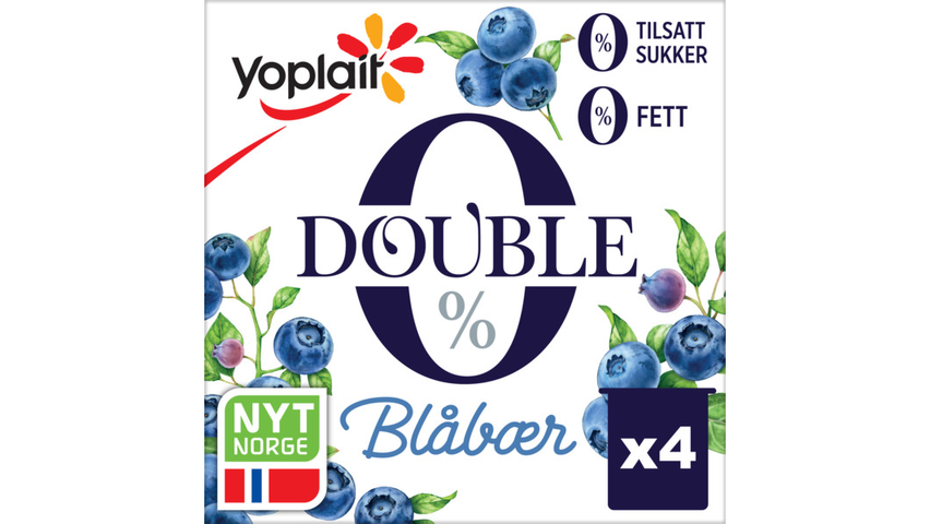 Yoplait Double 0% Yoghurt Blåbær | 4 x 125g