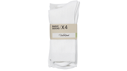 Basic Socks X4 White Rib 37-40 | 4stk