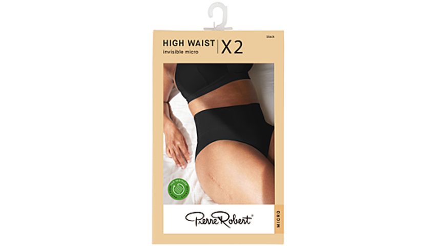 Invisible Micro High Waist X2 Black M | 2stk