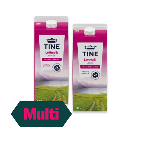 2 x TINE Melk Lett 1% 1.75l