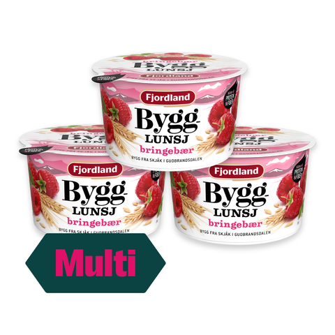 3 x Fjordland Byggrynslunsj Bringebær 150g