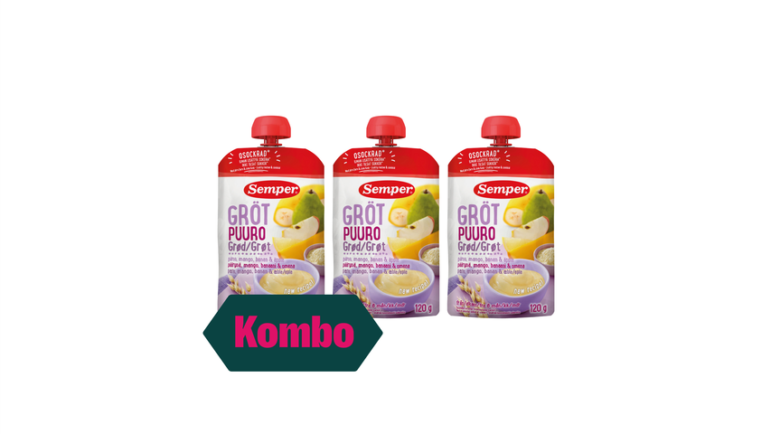 3 x Semper Grøt Frukt 6mnd 120g