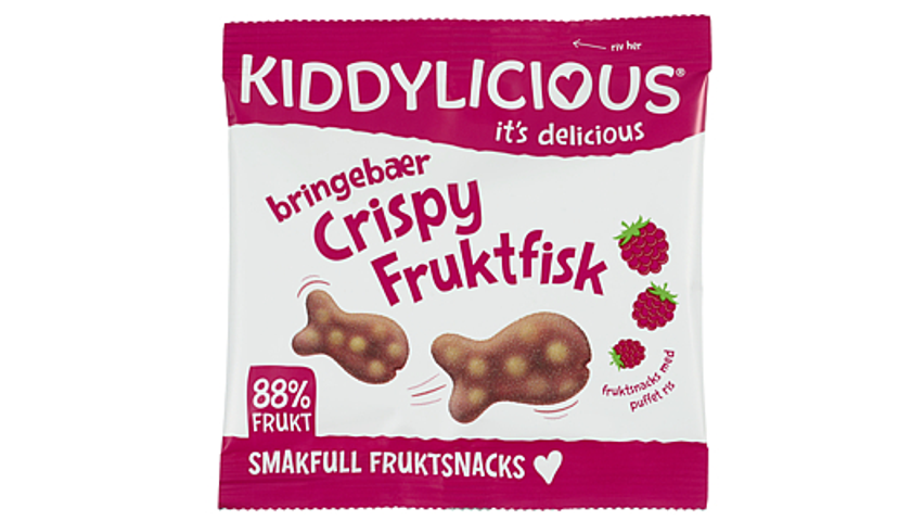 Kiddylicious Krispig Fruktfisk Bringebær | 12g