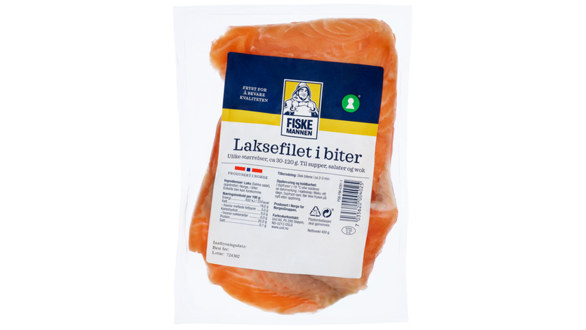 Fiskemannen Laksefilet i Biter | 400g