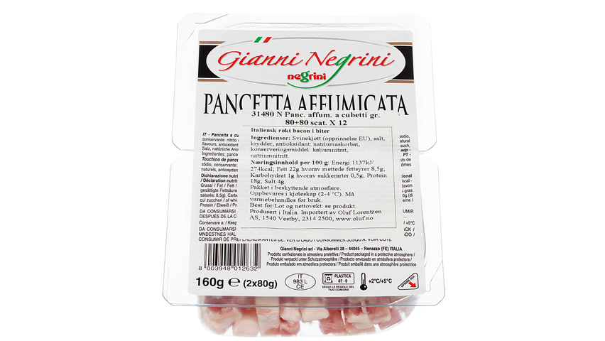 Negrini Pancetta Cubetti Røkt Bacon | 160g