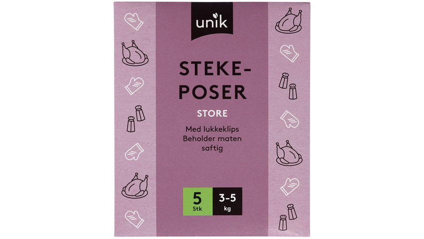 Unik Stekeposer m/Lukkeklips 3-5kg | 5stk