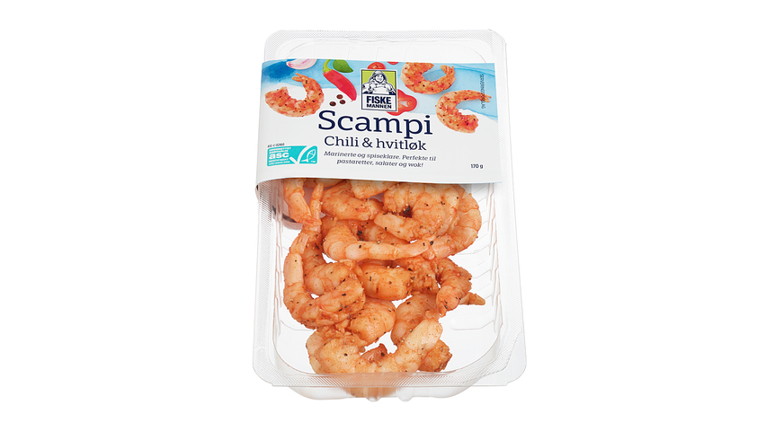 Fiskemannen Scampi Chili Hvitløk Asc | 170g