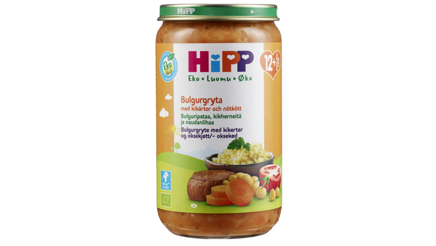 Hipp Bulgur m/Kikærter og Biff 12mnd | 250g