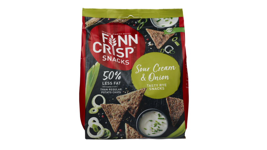 Finn Crisp Snacks Sour Cream and Onion Flavoured Wholegrain Rye Snacks 150 g