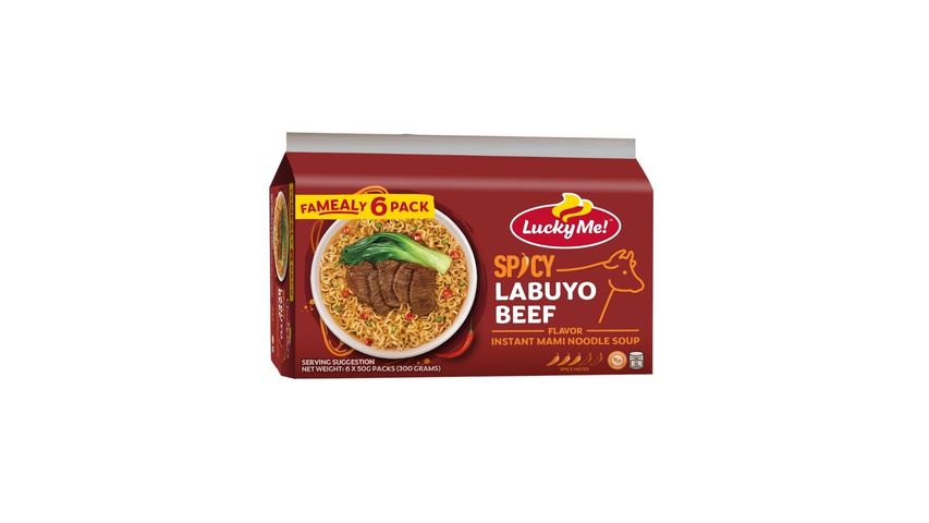 Lucky Me Instant Noodle Soup Spicy Labuyo Beef Multipack 50g X 6 Delivery In The Philippines 