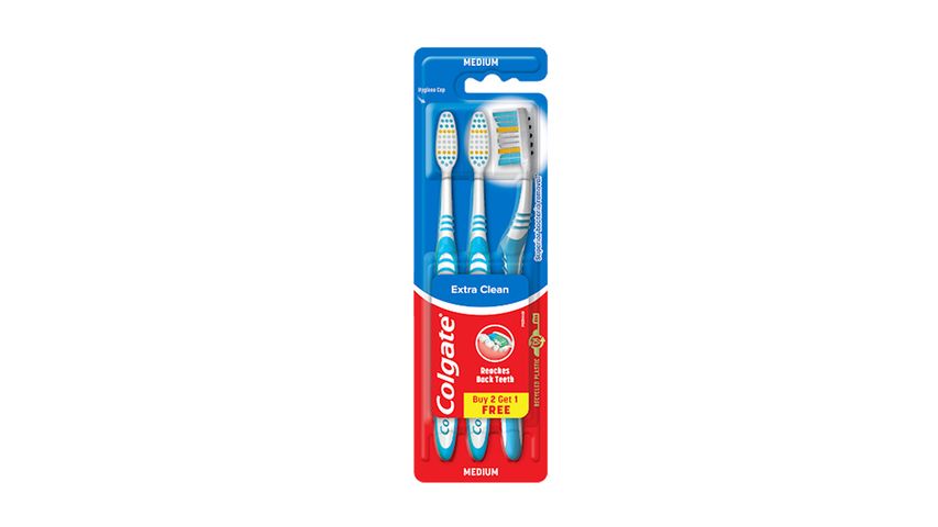 Colgate Extra Clean Medium Toothbrush with Cap VALUE PACK delivery in ...