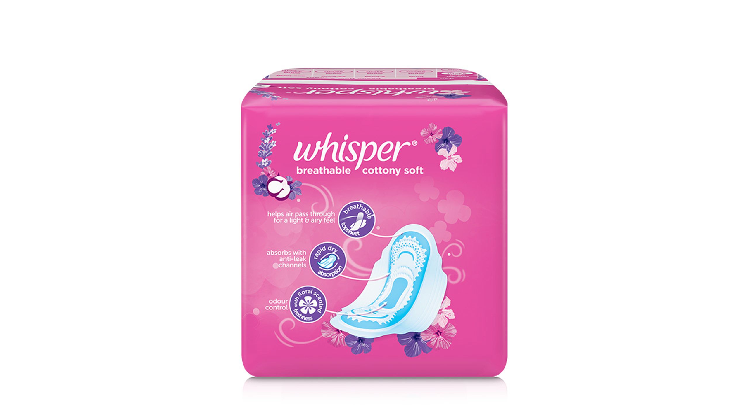 Whisper Cotton Clean Sanitary Napkin [Regular Flow] Wings 8s delivery