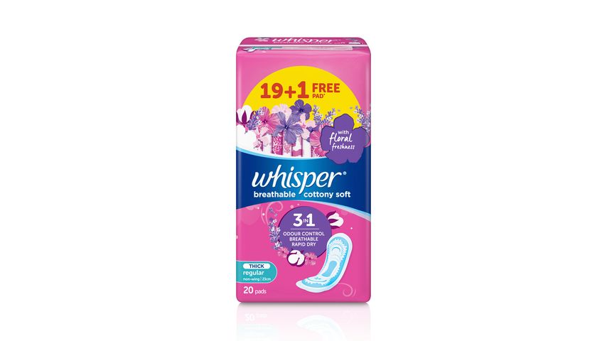 Whisper Sulit Pack - Regular Non-Wing (20 pads)pink