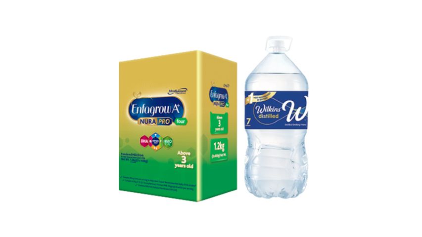Wilkins Distilled Drinking Water 7L and Enfagrow A+ Four NuraPro 1.2kg Powdered Milk Drink for Kids 3+ Years Old