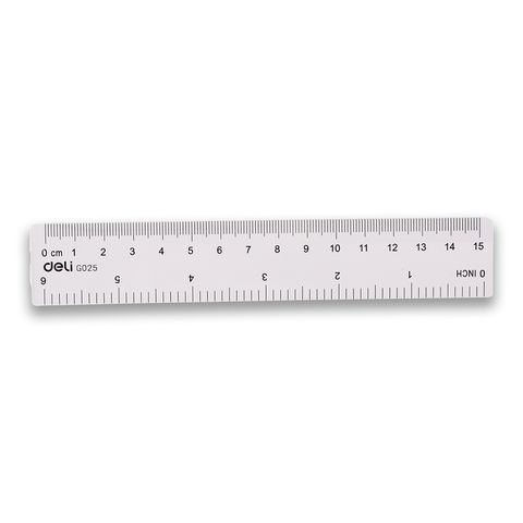 Deli Ruler 15 cm Clear scale, fully transparent material Ruler delivery ...