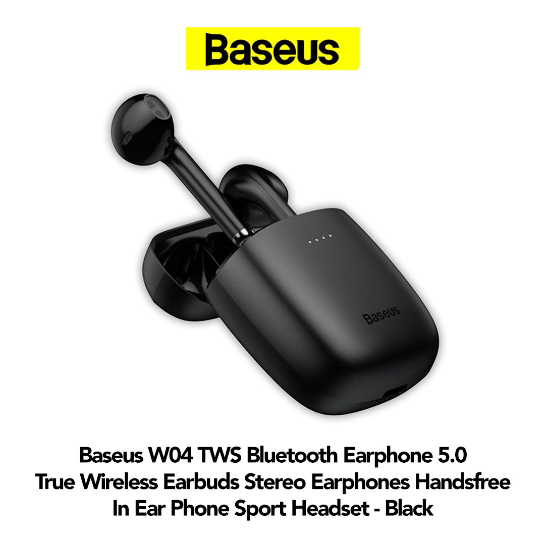 Baseus W04 Tws Bluetooth Earphone 5.0 True Wireless Earbuds Stereo Earphones Handsfree In Ear Phone Sport Headset Black