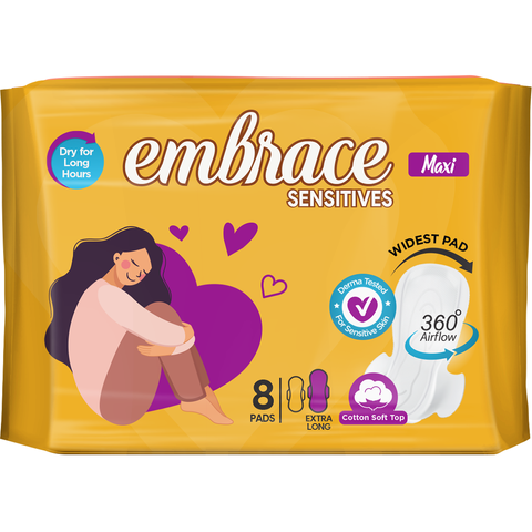 Buy Embrace Sensitives Maxi Extra Long 1 Packet x 8 Pieces - Pandamart -  PWD online delivery in