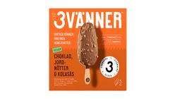 3 Vänners Glass Multipack Choklad, Nötter & Kolasås (Vegan) 3p