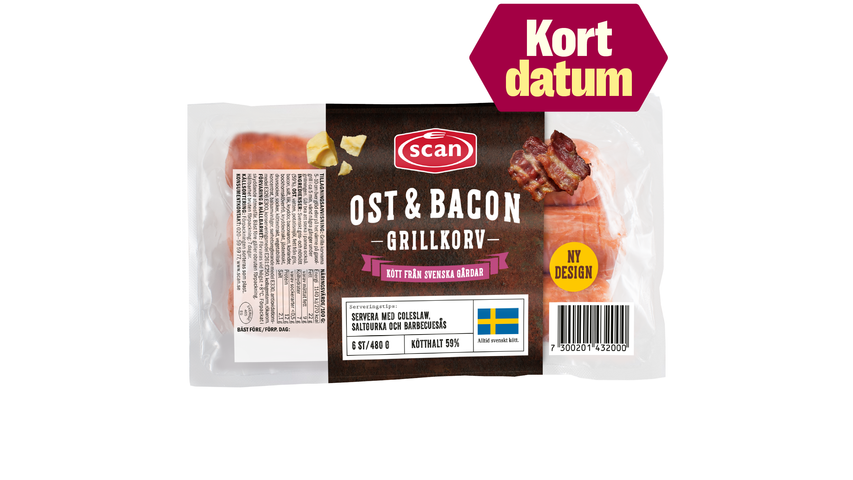 Scan Hot Dog Cheese & Bacon 480g - short date