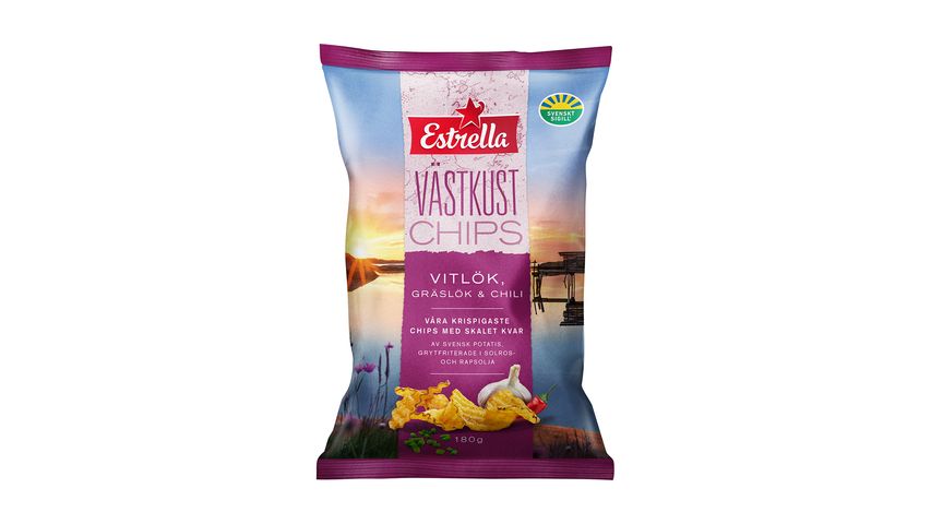 Estrella Västkustchips Vitlök, Gräslök & Chili 180g