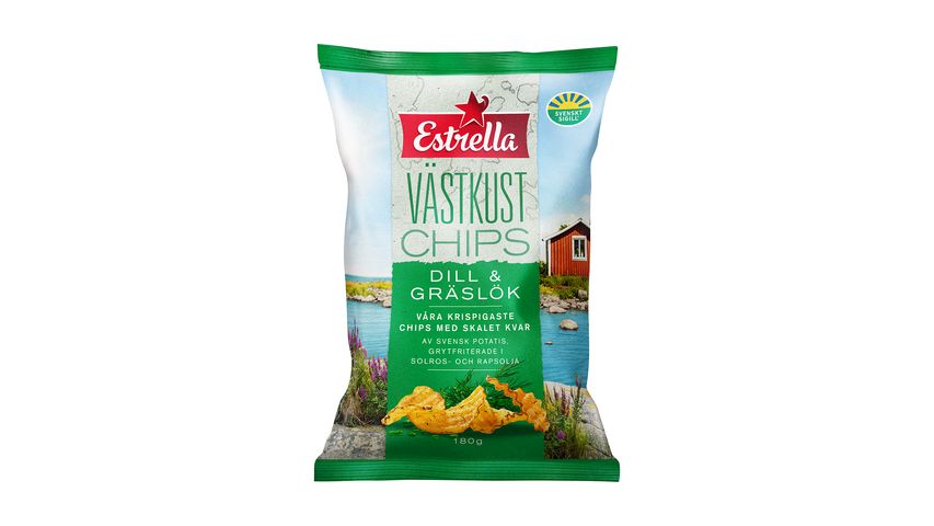 Estrella Västkustschips Dill & Gräslök 180g