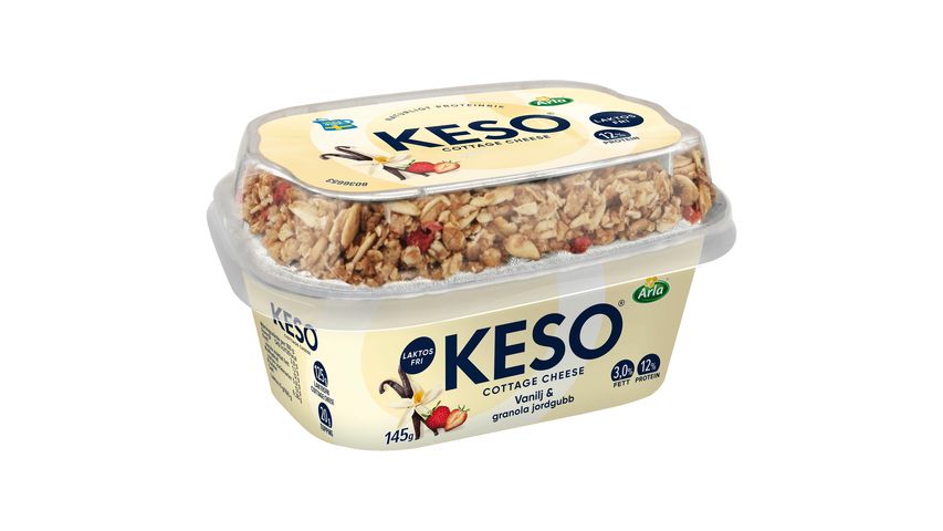 Keso® Cottage Cheese Vanilj Granola Jordgubb 145g