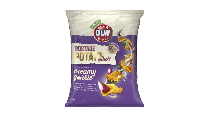 OLW Rostade Potatissnacks Creamy Garlic 75g