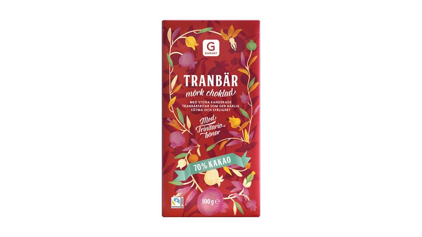 Garant Cranberry Dark Chocolate 70% Cocoa 100g