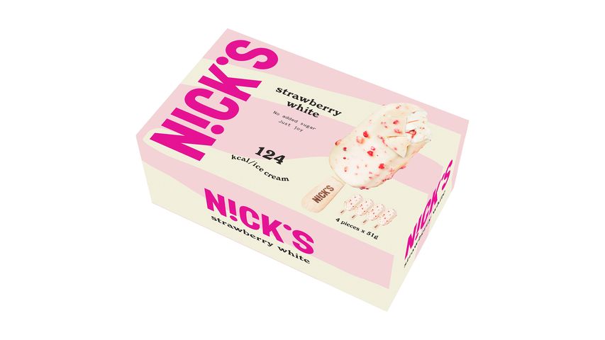 Nicks Strawberry White Glass Stick 4-p