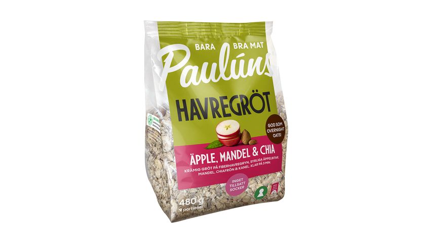 Paulúns Havregröt Äpple/Mandel/Chia 480G 