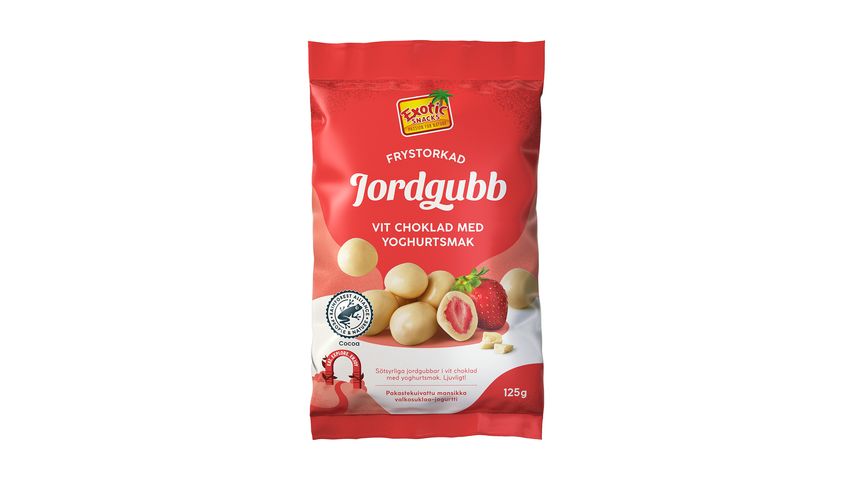 Exotic Snacks Frystorkad Jordgubb Vit Choklad Yoghurt 125g