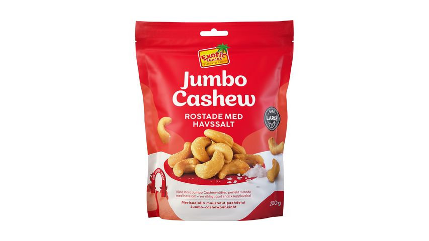 Exotic Snacks Jumbo Cashew Roasted With Sea Salt 200g