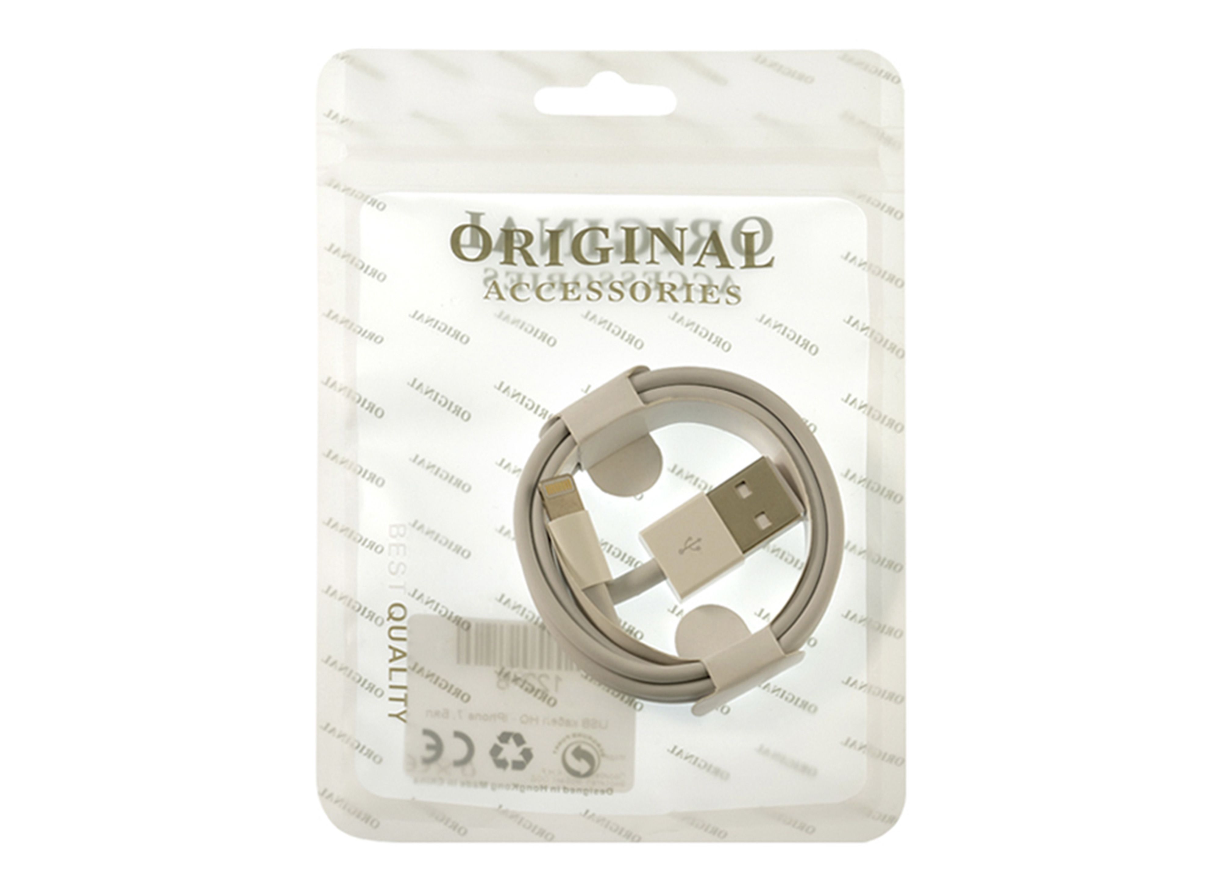 Кабел USB HQ с намотка iPhone 7-Бял