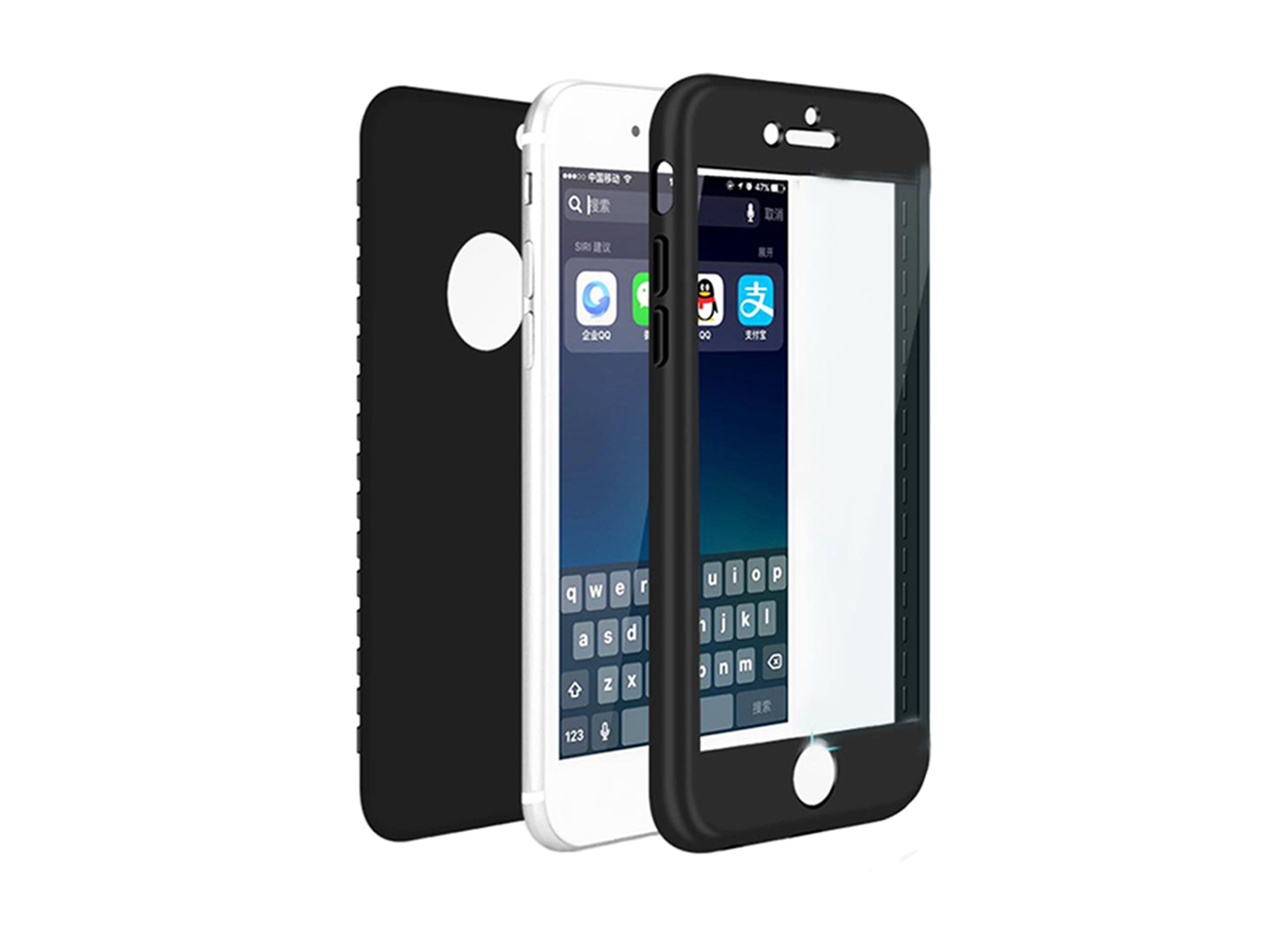 Силиконов калъф гръб кейс MBX 360 градуса - iPhone 7, 8, SE2, Черен