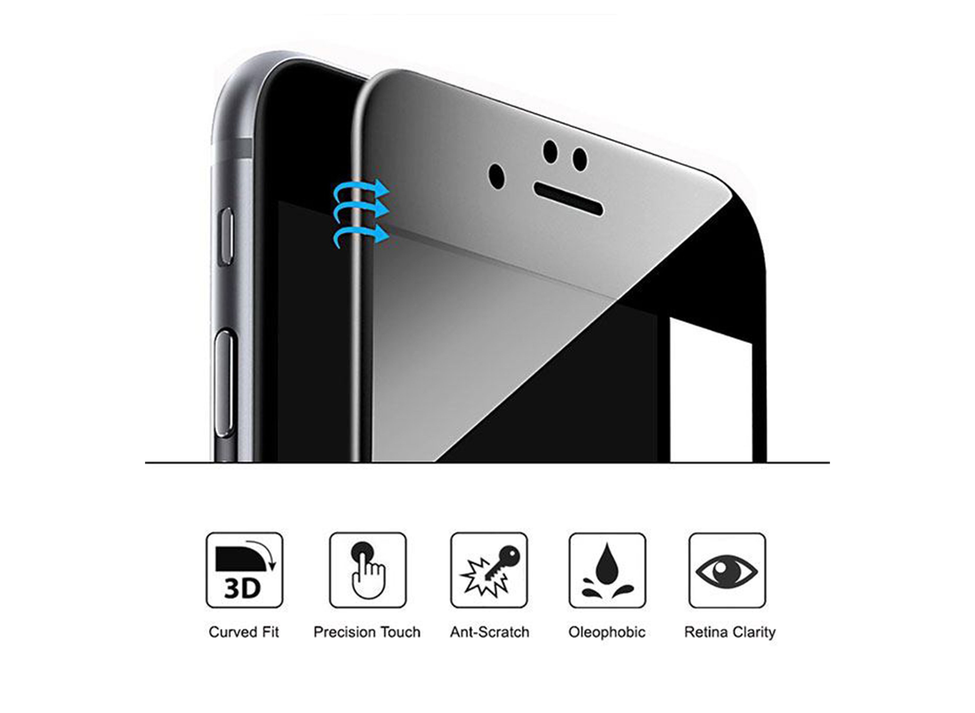 Стъклен протектор за дисплей MBX 5D Full - iPhone 7, 8, SE2, черен