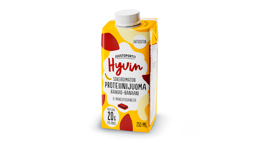 Juustoportti Hyvin Kaakaon Ja Banaanin Makuinen Proteiinijuoma Sokeroimaton  Ja Makeutusaineeton 250ml UHT Laktoositon kotiinkuljetettuna Foodora Market  Tampere