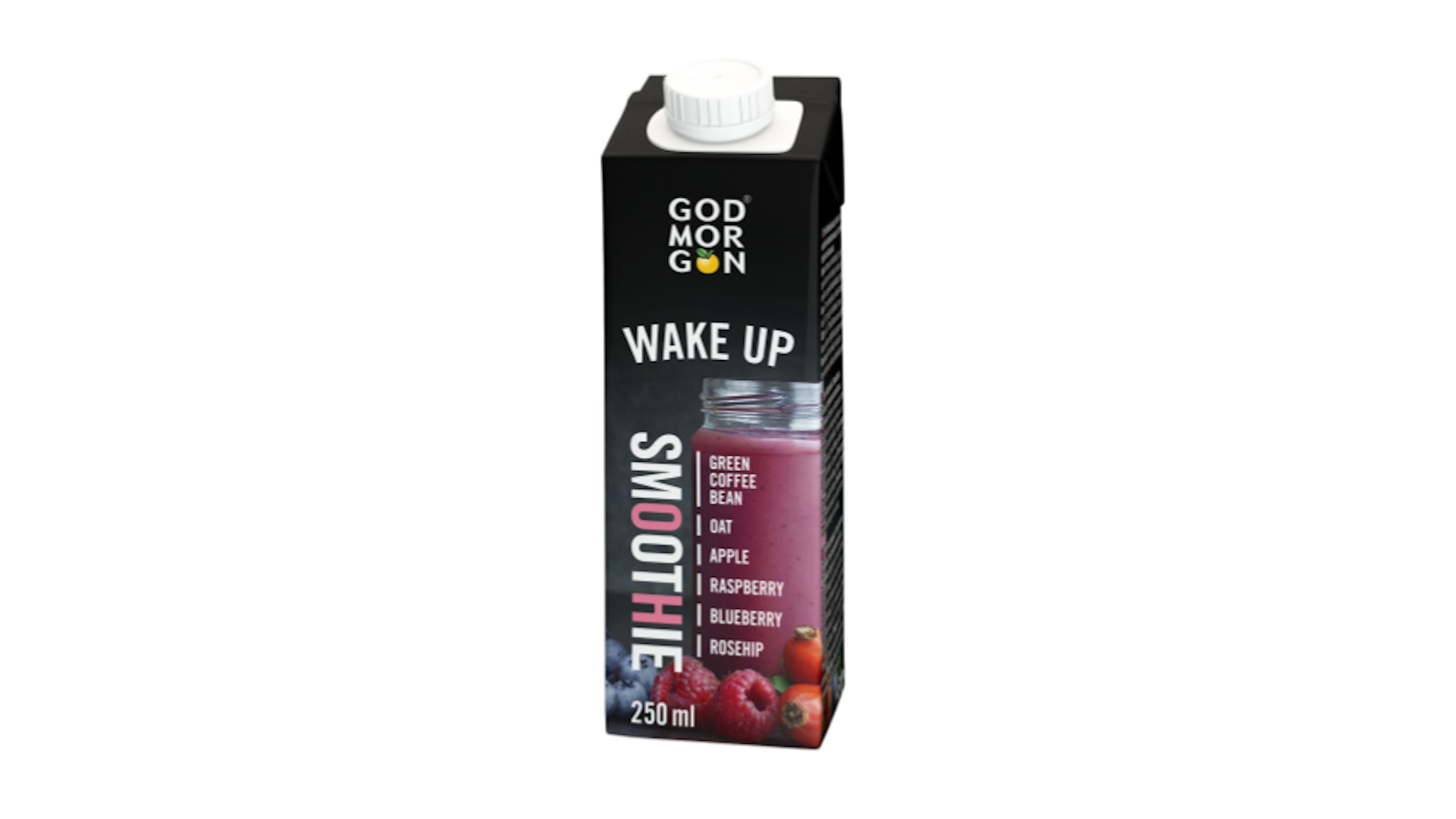 God Morgon Wake Up smoothie vihreä  kahvipapu-kaura-vadelma-ruusunmarja-mustikka 250 ml kotiinkuljetettuna  Foodora Market Pasila