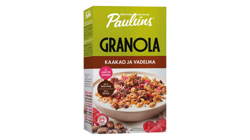 Paulúns cocoa and raspberry granola muesli 450g delivery from Foodora  Market Pasila in