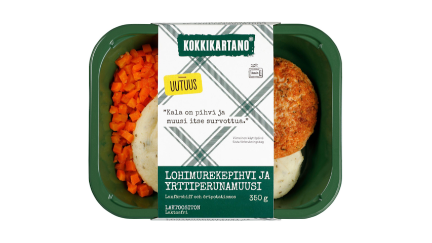 Kokkikartano Salmon patty and mashed potatoes with herbs 350g delivery from  Foodora Market Turku in