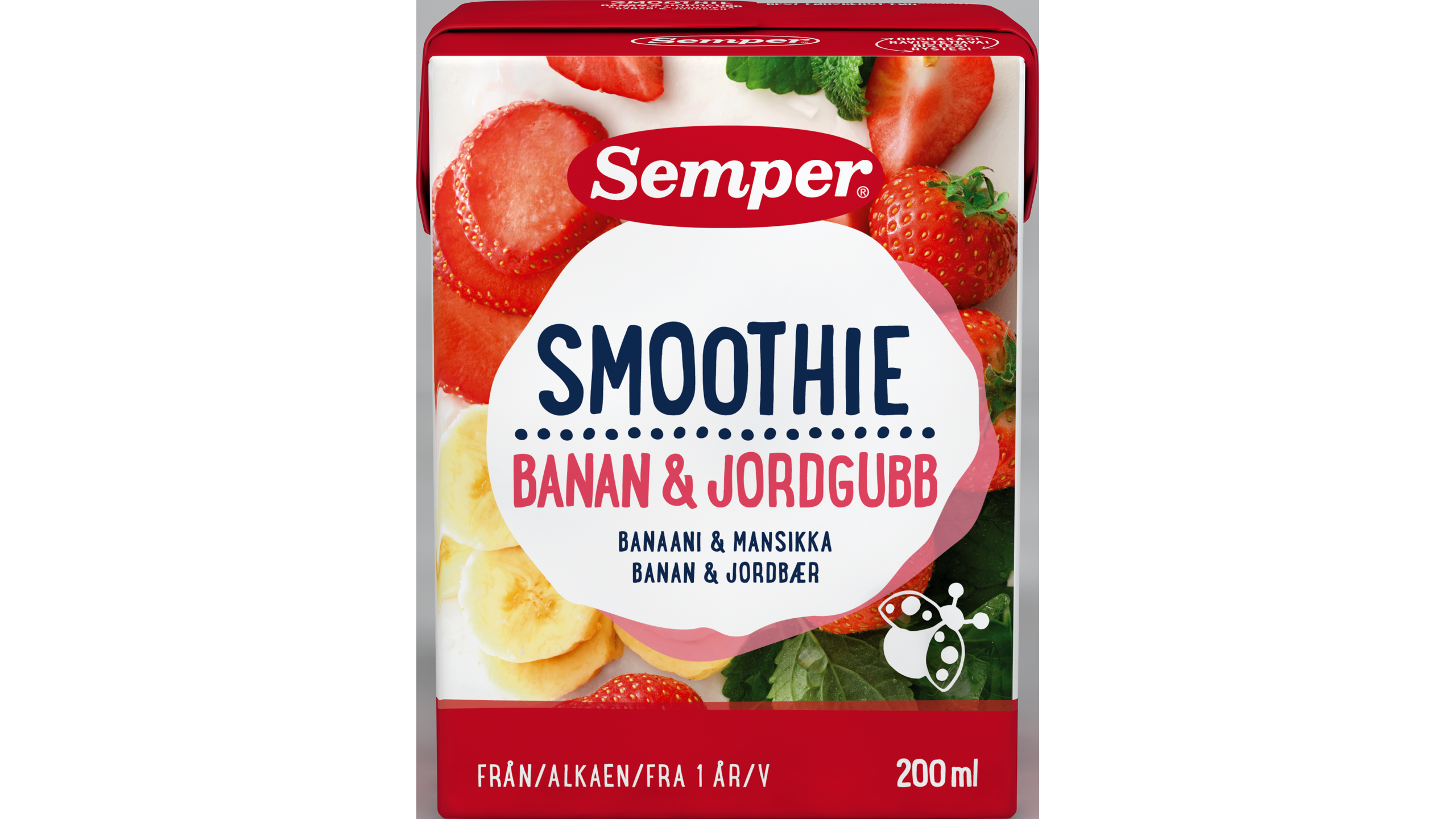 Semper 200ml Smoothie banana strawberry from 1 years delivery from Foodora  Market Turku in