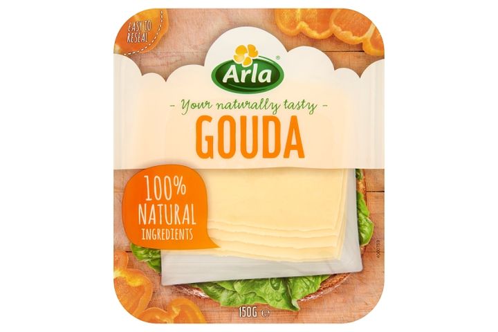 Arla Fat, Semi-Hard, Sliced Gouda Cheese 150 g