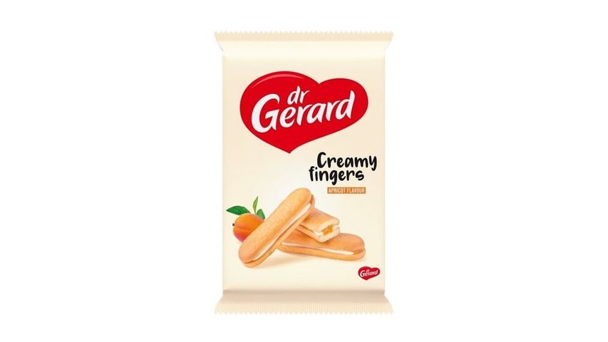 Dr Gerard Creamy Fingers sárgabarack ízű töltelékkel és tejszín ízű krémmel töltött piskóta 170 g