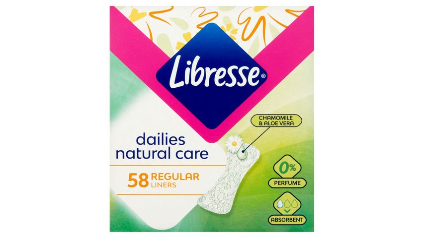 Libresse Dailies Natural Care Regular tisztasági betét aloe vera és kamilla kivonattal 58 db