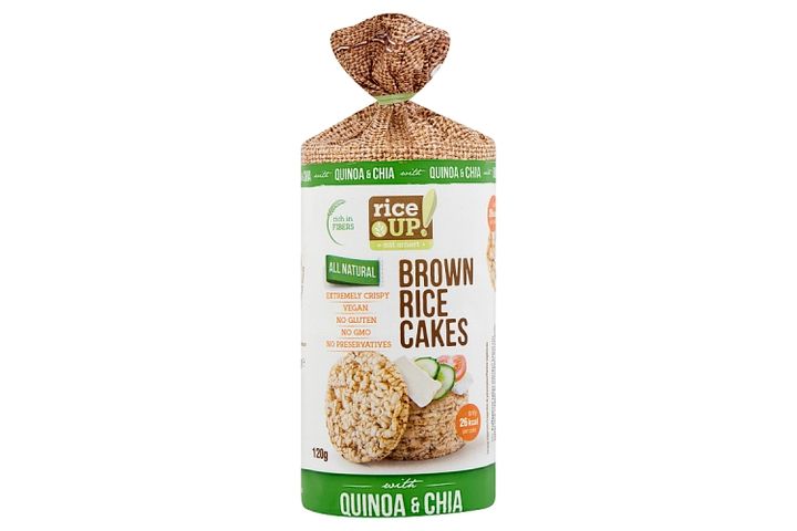 RiceUp! Eat Smart Brown Whole Grain Rice Cakes with Quinoa & Chia 120 g