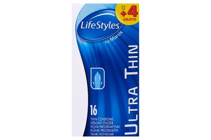 LifeStyles Ultra Thin spermazsákkal ellátott, síkosított óvszerek 16 db