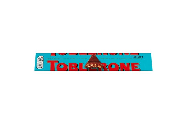 Toblerone svájci tejcsokoládé sózott, karamellizált mandulával, mézzel és mandulanugáttal 100 g