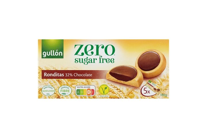 Gullón DietNature Ronditas étcsokoládés cukormentes keksz édesítőszerrel 5 x 37,2 g (186 g)