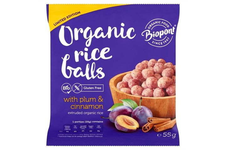 Biopont Gluten Free Organic Rice Balls with Plum & Cinnamon 55 g