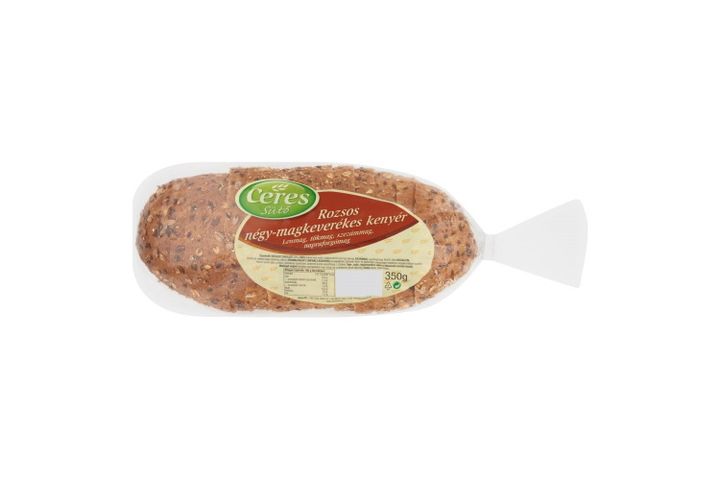 Ceres Sütő Rye Four-Seed Bread with Flax-, Sunflower-, Sesame- and Pumpkin Seeds (sliced, packed)350 g